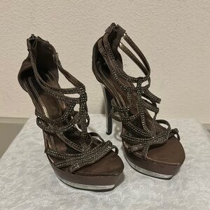 Chic Brown Strappy Women's Heels